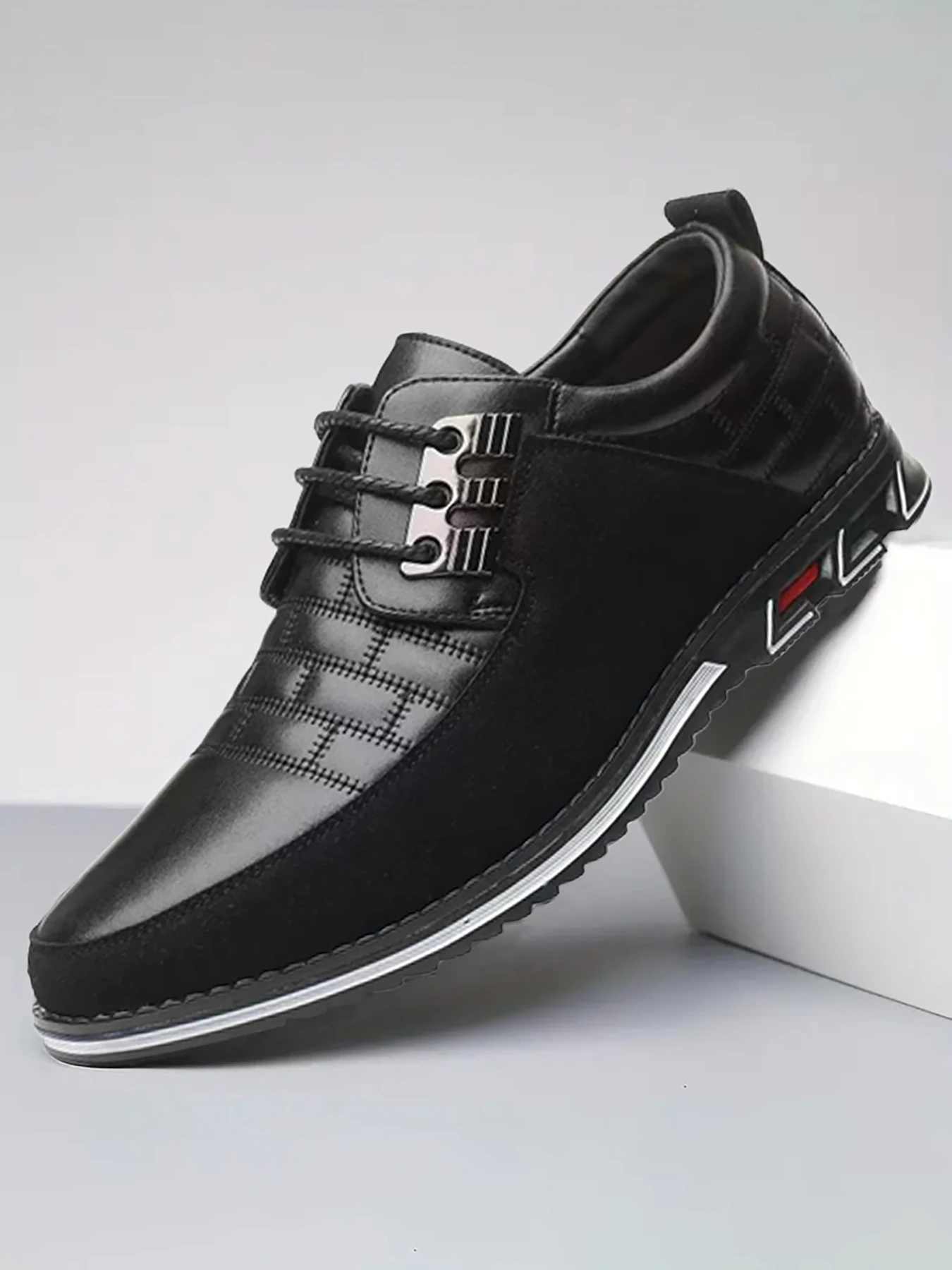 

Men's Casual Business Shoes—Solid Color Low-Top Lace-Up Flat Sneakers, Suitable for All Seasons, Can Be Used as Office Casual Shoes and Are Also Suitable for Everyday Wear