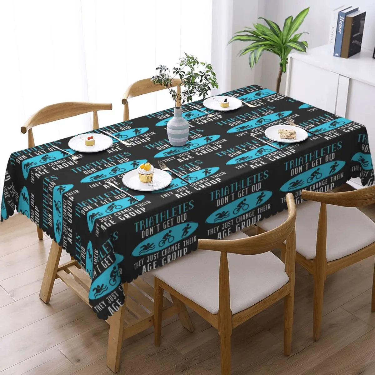 Triathlon Swimming Cycling Running Tablecloth Restaurant Kitchen Rectangular Tablecloth Festival Party Decorations Table Cover