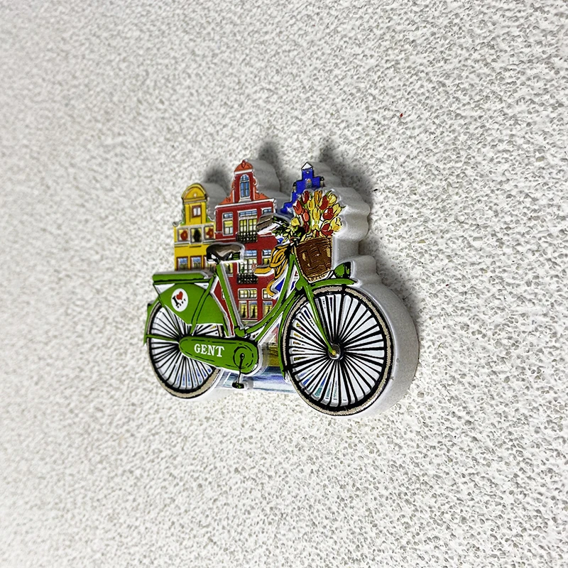 Belgium travel souvenir crafts creative Rainbow Street View bicycle home decor 3d stereo fridge magnets