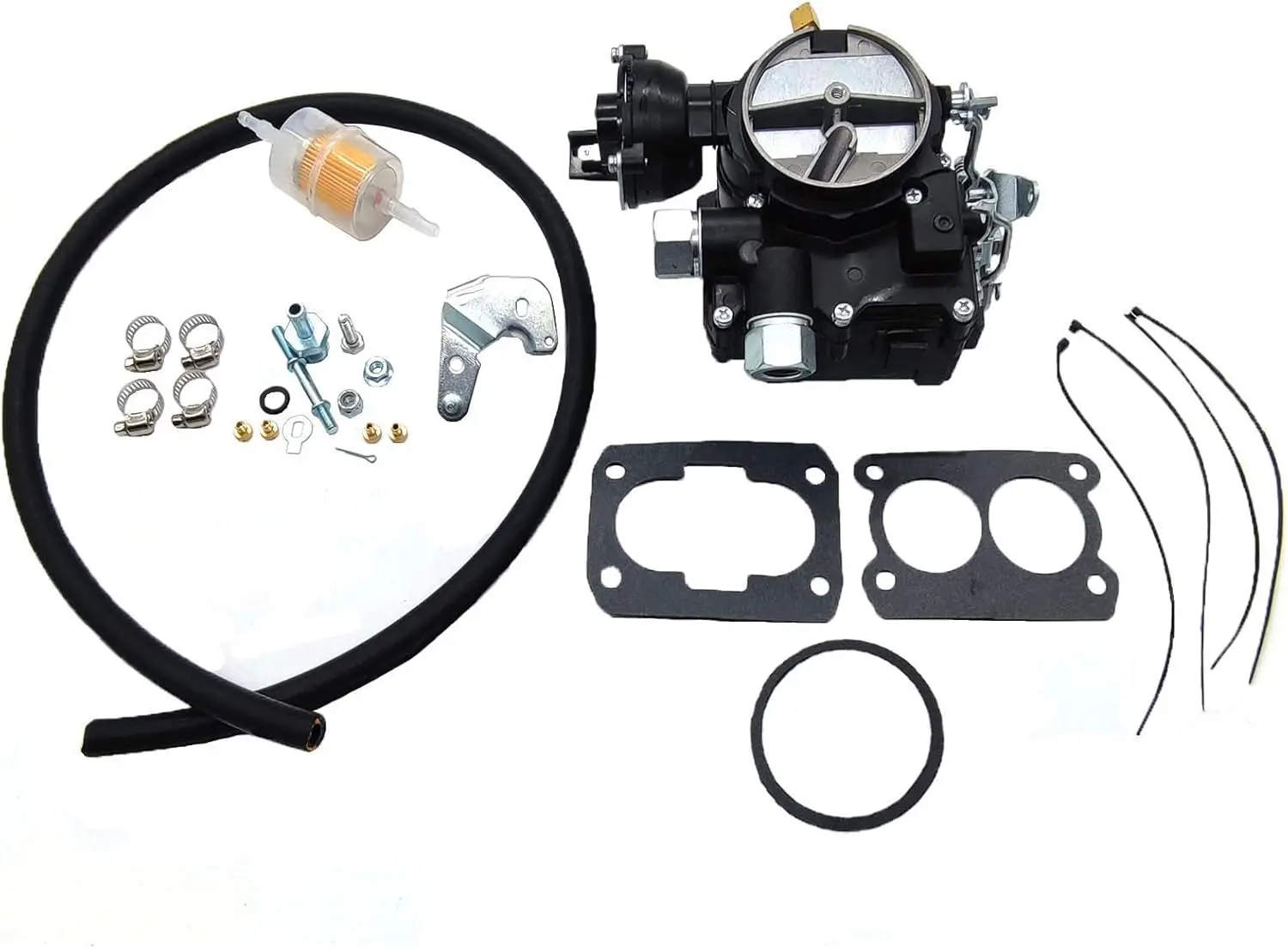 3310-807764A1 Marine Carburetor Replace for Stock 2 Barrel V6 4.3L Mercarb Mercruiser Boats with Electric Choke(Black/Silver)