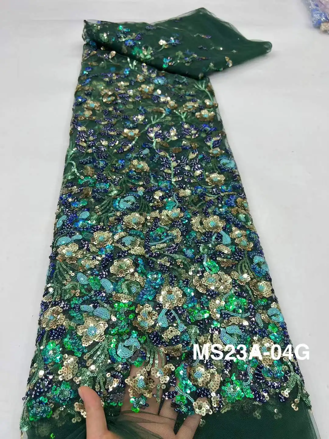 Afrikanischer Samt-Pailletten-Spitzenstoff 2025, hochwertige Stickerei, nigerianischer französischer Spitzenstoff zum Nähen von Partykleidern