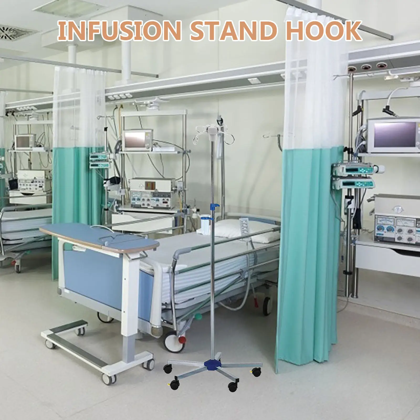 Premium Stainless Steel ABS Infusion Rack Hook Set for Iv Drip Stand Portable Infusion Stand Parts Hospital Clinic Vertical Rack