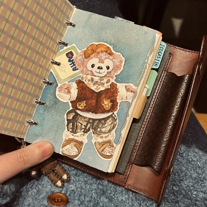 Retro Brown M5 Handmade Leather Binder Three-fold Diary Student Travel Planning and Daily Diary Writing view 5
