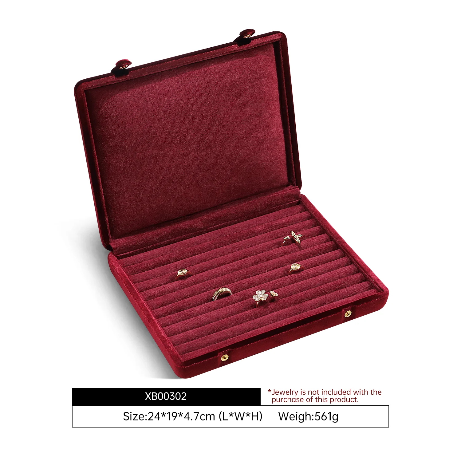 Yinbeini Fluwelen sieradenopbergdoos Ring Oorbel Hanger Display Organizer Grote ruimteverpakkingsdoos voor collectie XB006