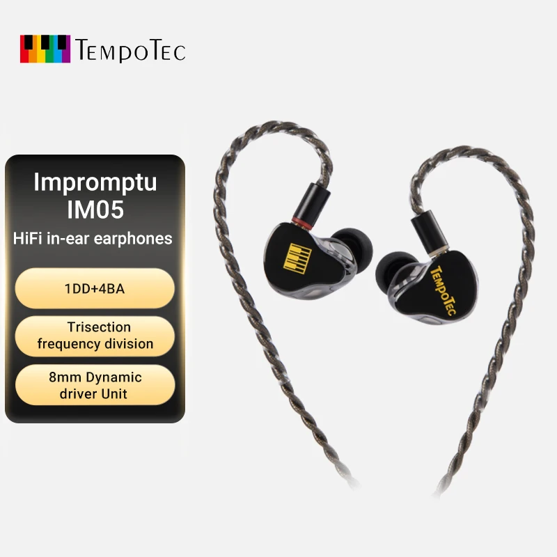 TempoTec IM05 1DD+4BA 3.5mm cable-detachable,0.78mm pin HiFi in-ear earphones