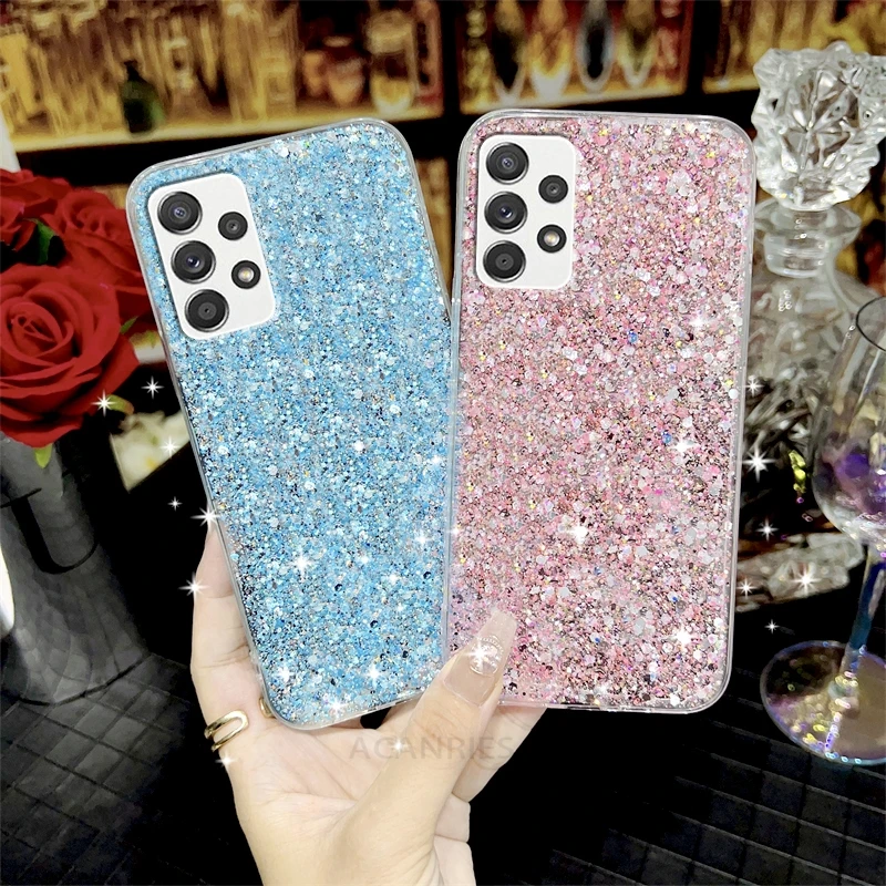 A 52 32 72 53 33 23 Star Glitter Silicone Case For Samsung Galaxy A52 A32 A72 A13 A23 A33 A53 A73 4g 5g A51 A71 Soft Back Cover