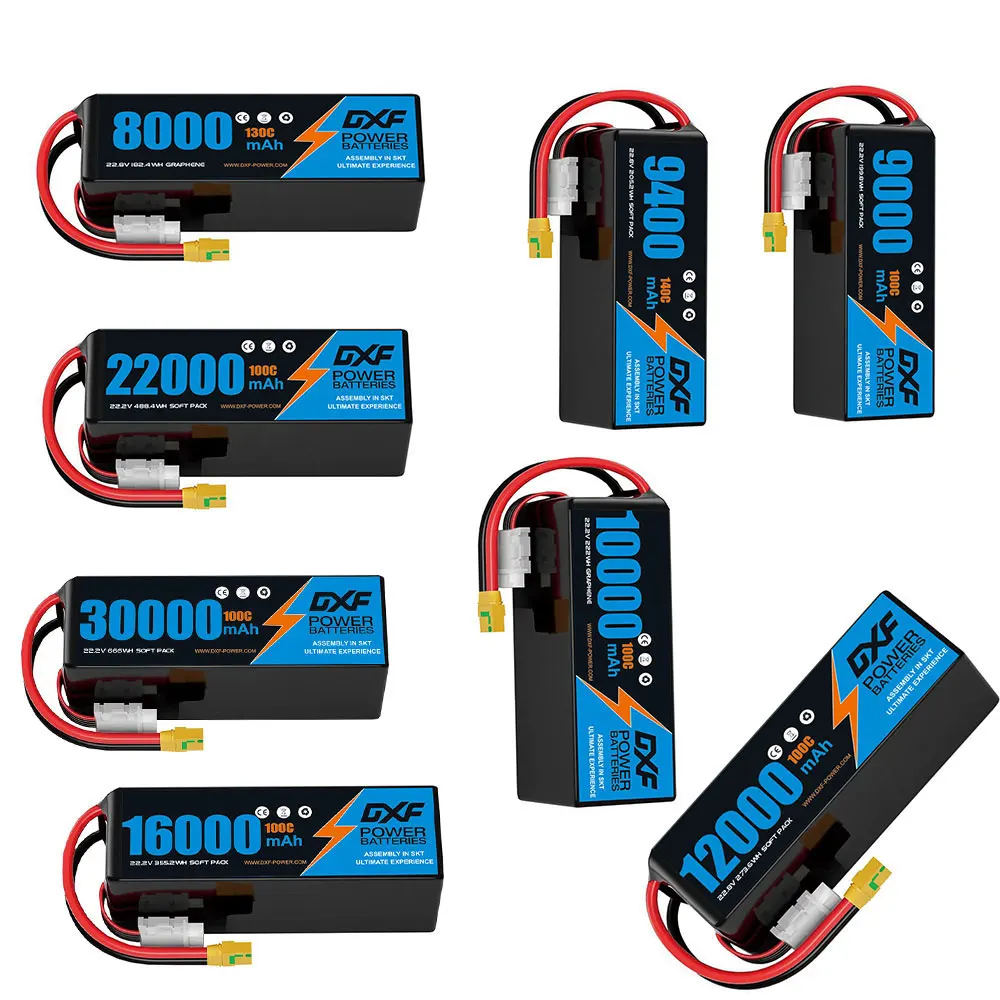 

DXF 6S Lipo Battery 22.2V 100C 8000mAh 9000mAh 9400mAh 10000mAh 12000mAh 16000mAh 22000mAh 30000mAh with XT60 EC5 XT90 Plug
