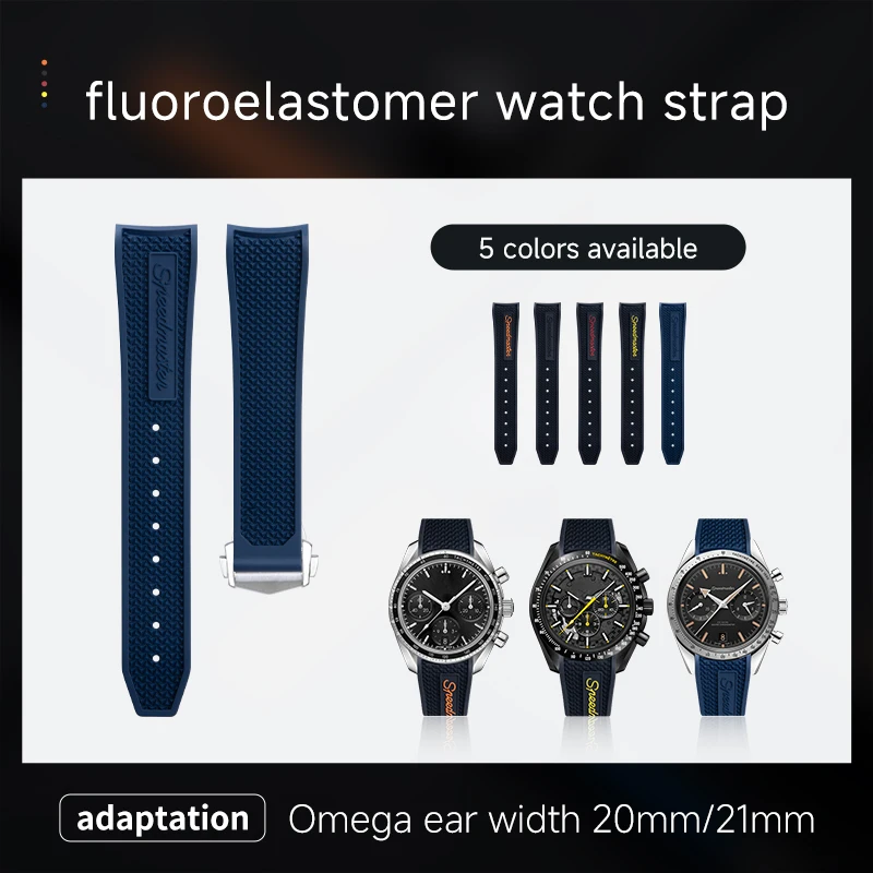 Fluorine rubber watch strap suitable for Omega 57 Super Overlord AT150 racing timing, Ocean Universe 600 month dark side
