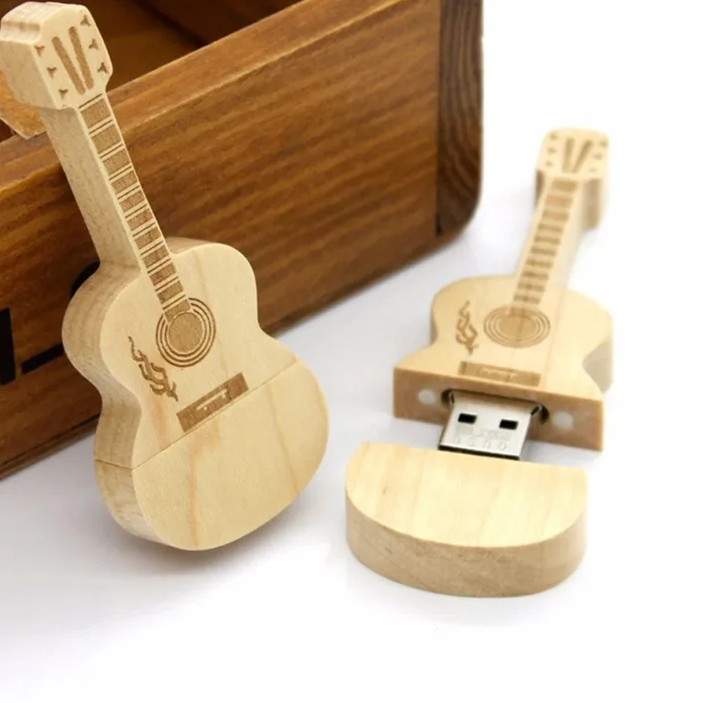 USB 2.0 플래시 드라이브 기타 나무 펜 드라이브 열쇠고리 메모리 스틱 예쁜 USB 스틱 창의적인 선물 메이플 우드 펜드라이브 64GB 32GB
