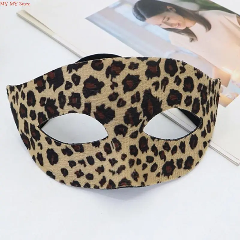 N1HE Fashionable Leopard Half Face Mặt nạ thực tế Phụ kiện trang phục Halloween dễ dàng để làm sạch cho người lớn và trẻ