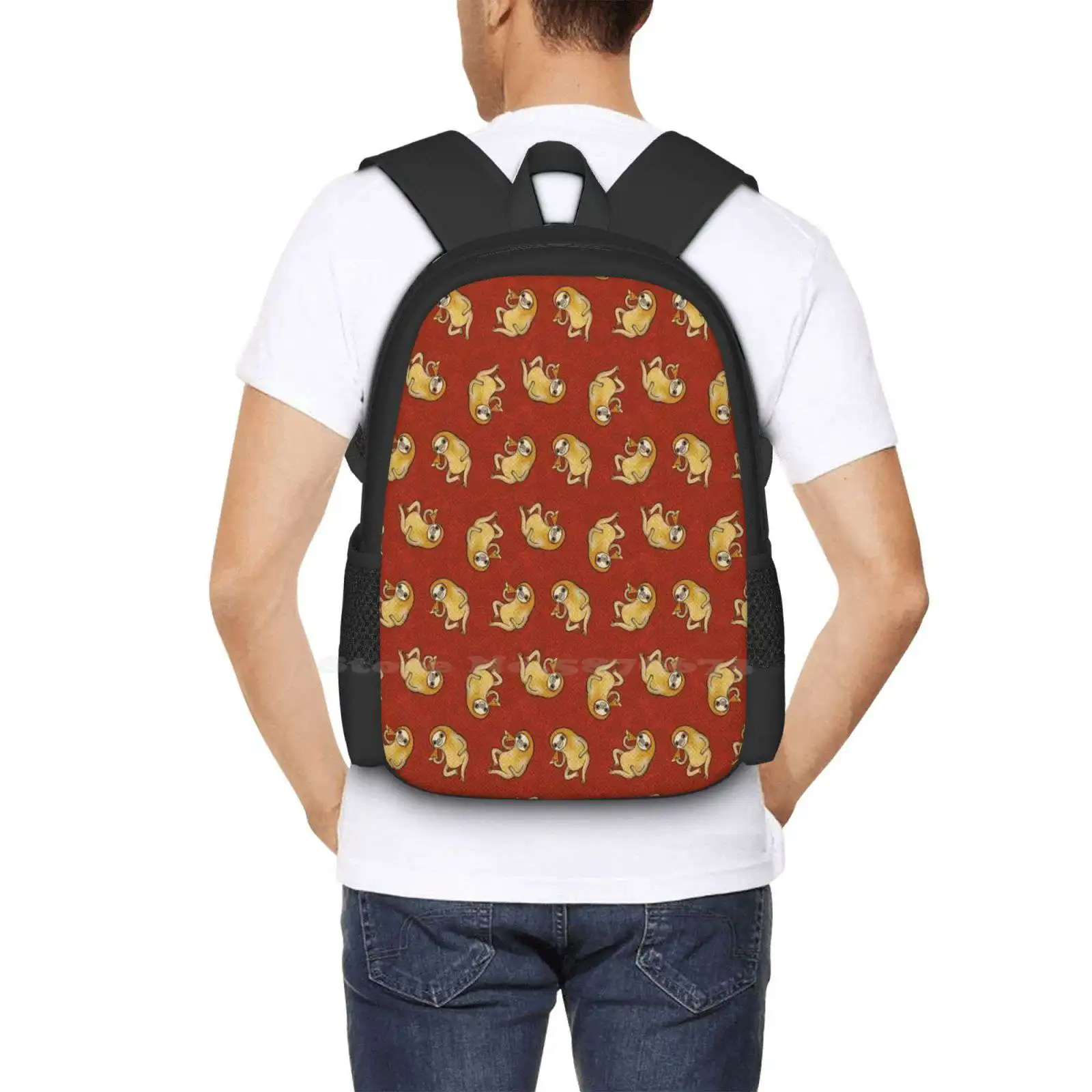 Sloth Eating Pizza Pattern Design Bagpack School Bags Sloths Pizza Food Lazy Animal Katie Crumpton