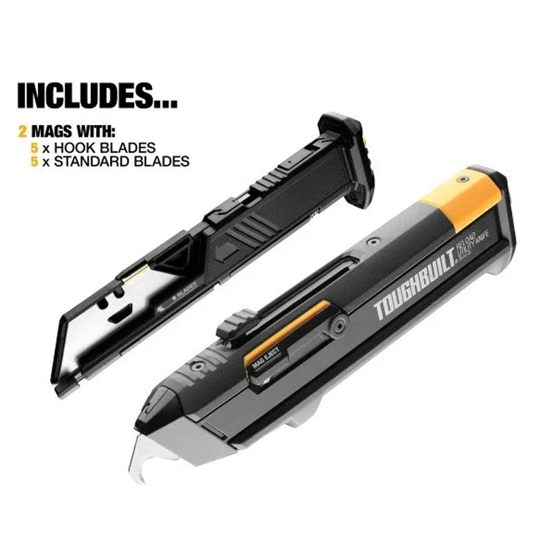 TOUGHBUILT TB-H4S2-03 Quick-Change, Self-Loading Multi-Purpose Knife with Blade Replacement and Ergonomic, Non-Slip Handle