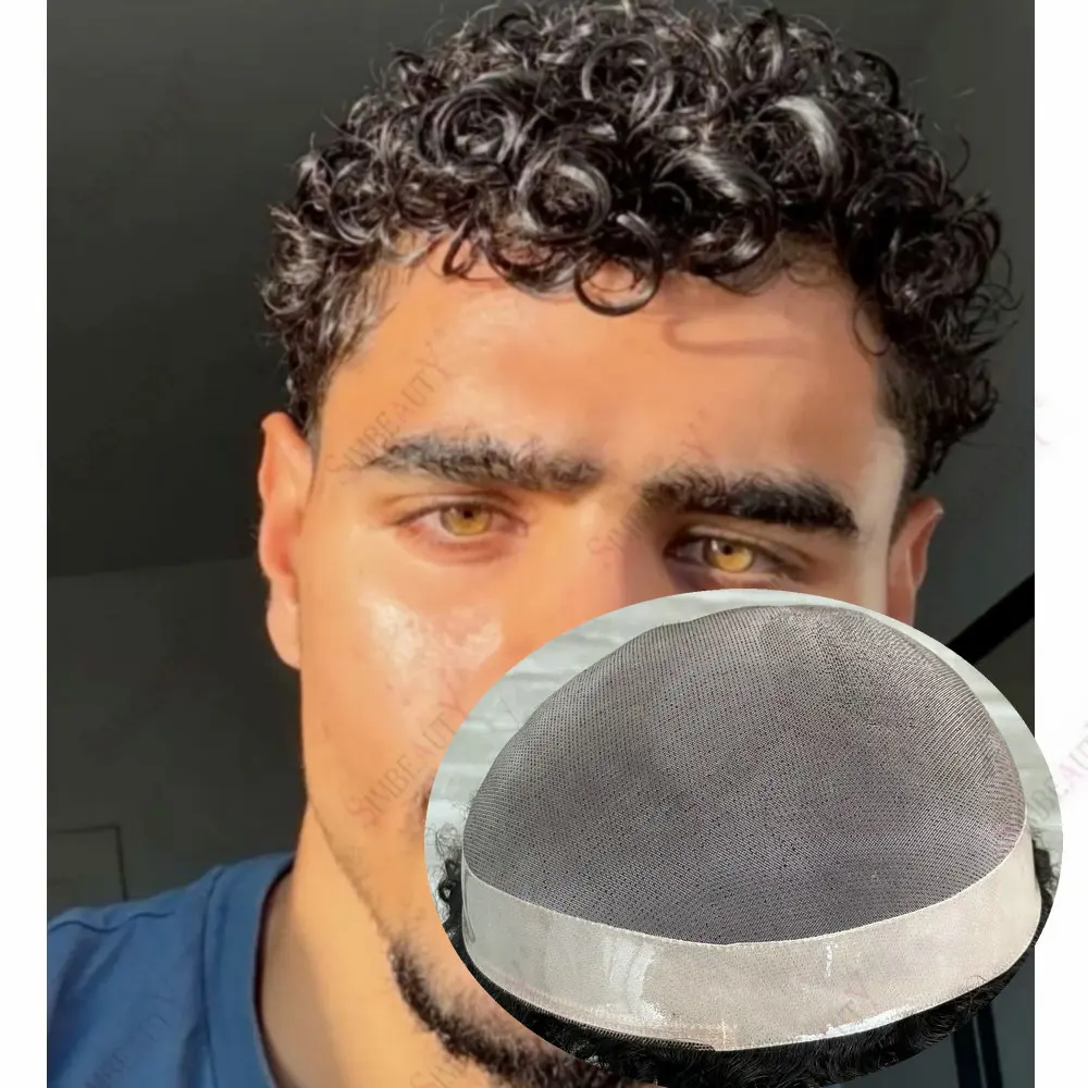 

20 мм вьющиеся мужские плетеные прически парик 100% человеческие волосы дешевые мужские 15 мм/24 мм вьющиеся волосы дышащие прочные моно протезы