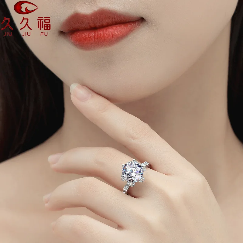 Soft Honey Snow Bud Ring for Women, PT950 Platinum with 5 Carat Moissanite, bring snug and skin-friendly wearing experience. - view 4