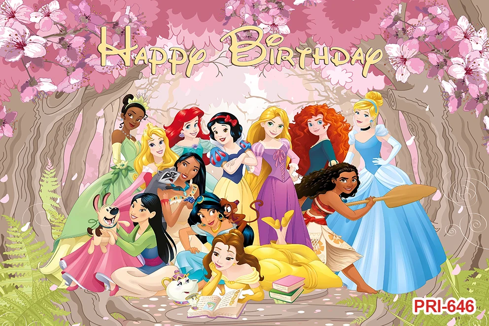 Princess Backdrop Snow White Alice Ariel Princess Birthday Background Girl Birthday Party Baby Shower Cake Table Decor