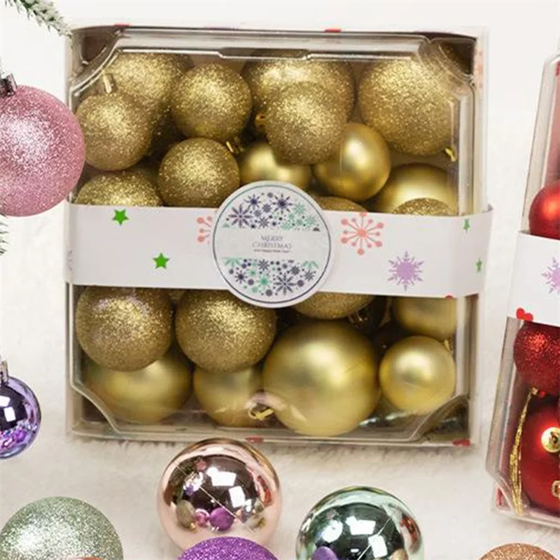 42 Pcs Christmas Ball Ornaments Set Glitter Plastic Balls Tree Hanging Decor for Home Holiday Party