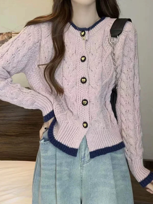 

Soft Cozy Women's Knitted Sweater Autumn Winter Pastel Color Blo Spiral Design Camere Sweater Casual Knitwear Top