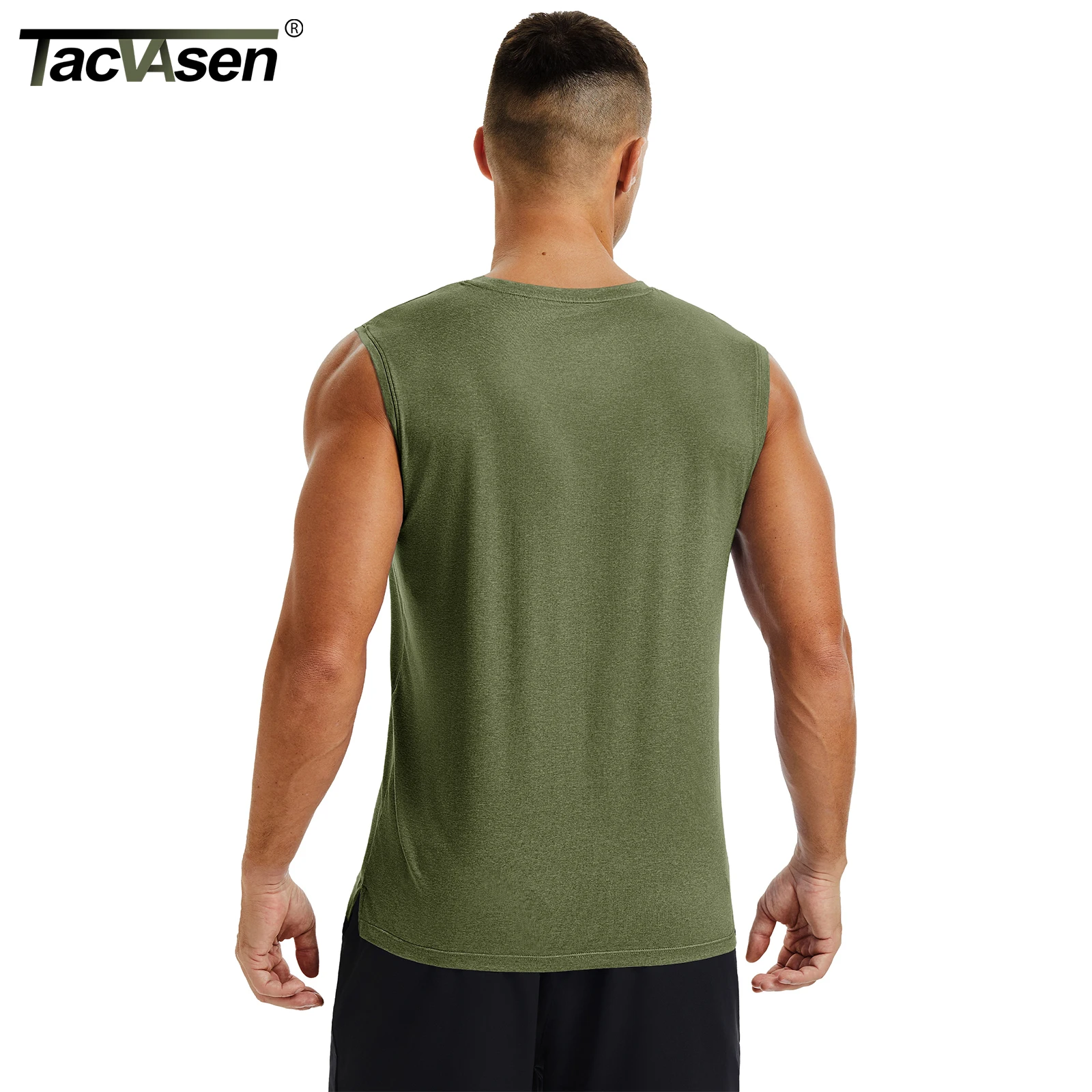 TACVASEN Men's Tank Top Quick Dry Moisture Wicking Sleeveless Workout Top Lightweight Stretch Gym Running Athletic Muscle Tee