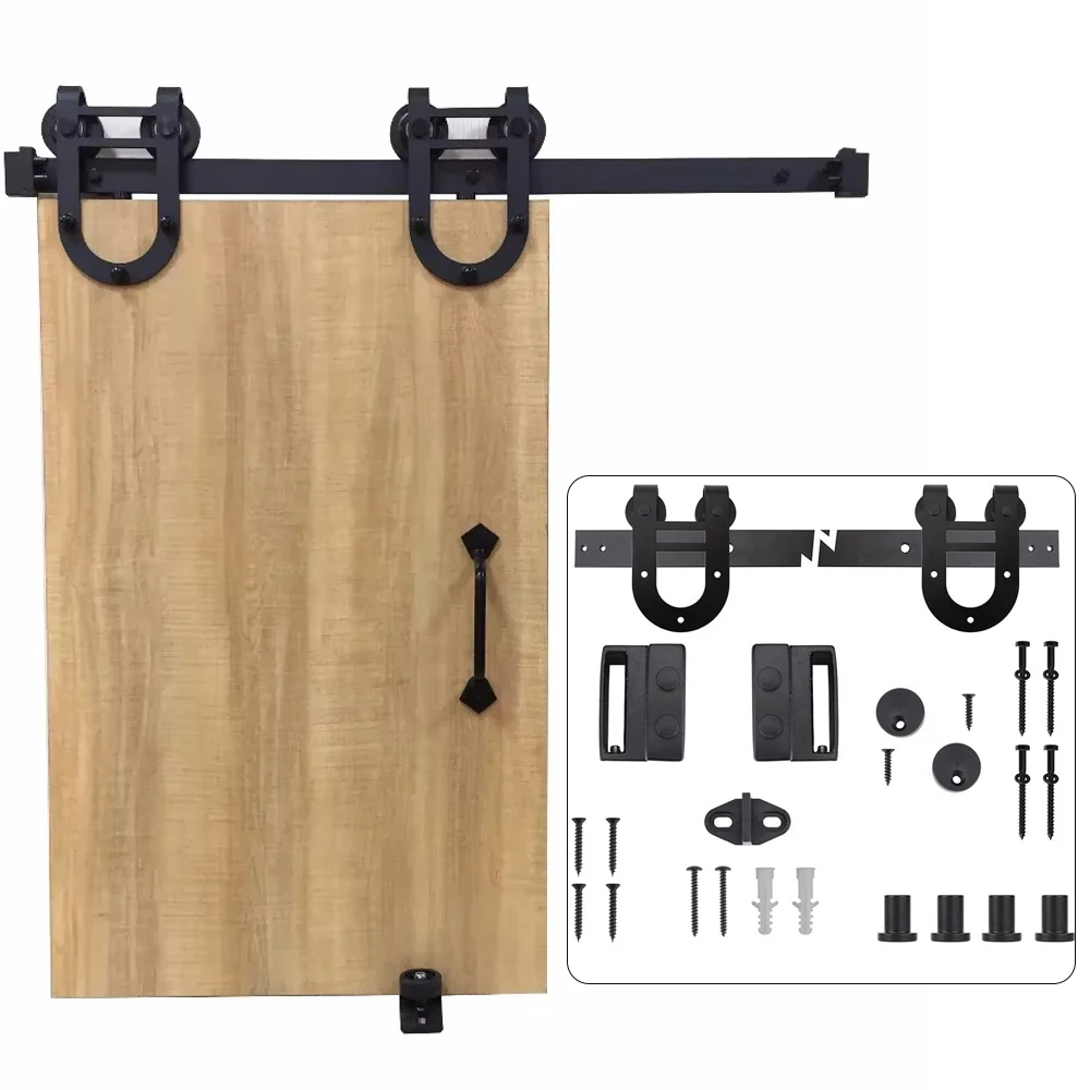 

Modern American Style Black Horse Shoe Shape Sliding Barn Door Roller Magic U Shaped Barn Door Hardware Accessories