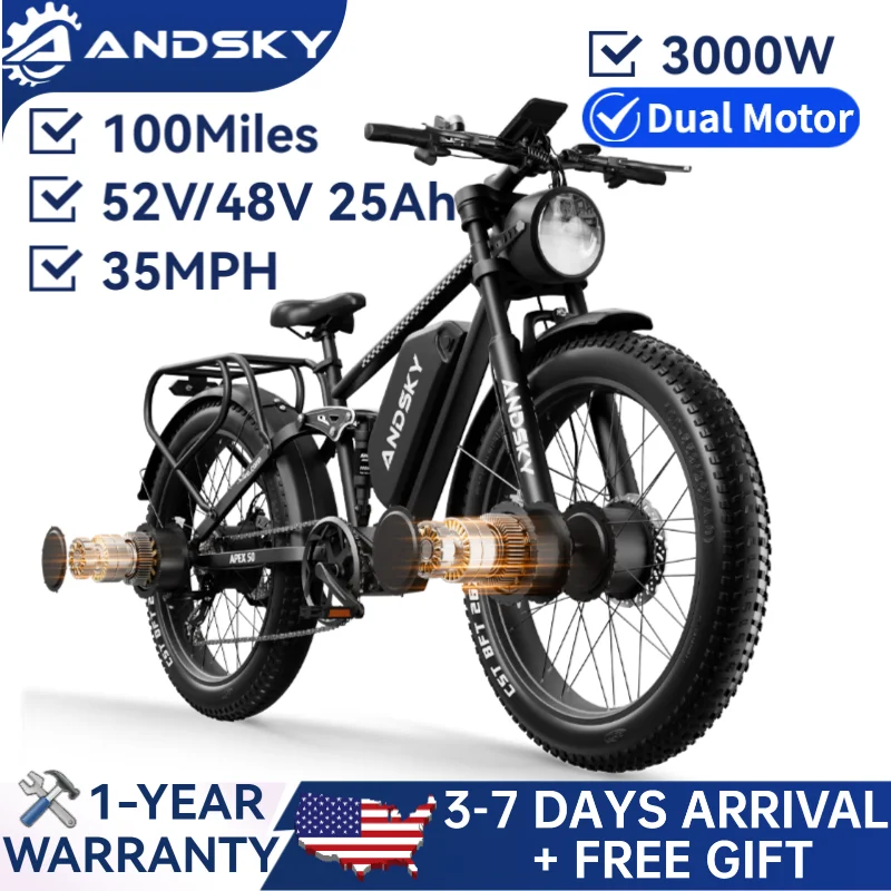Commuting On Road Bike - ANDSKY Apex50 AWD Electric Bike 3000W