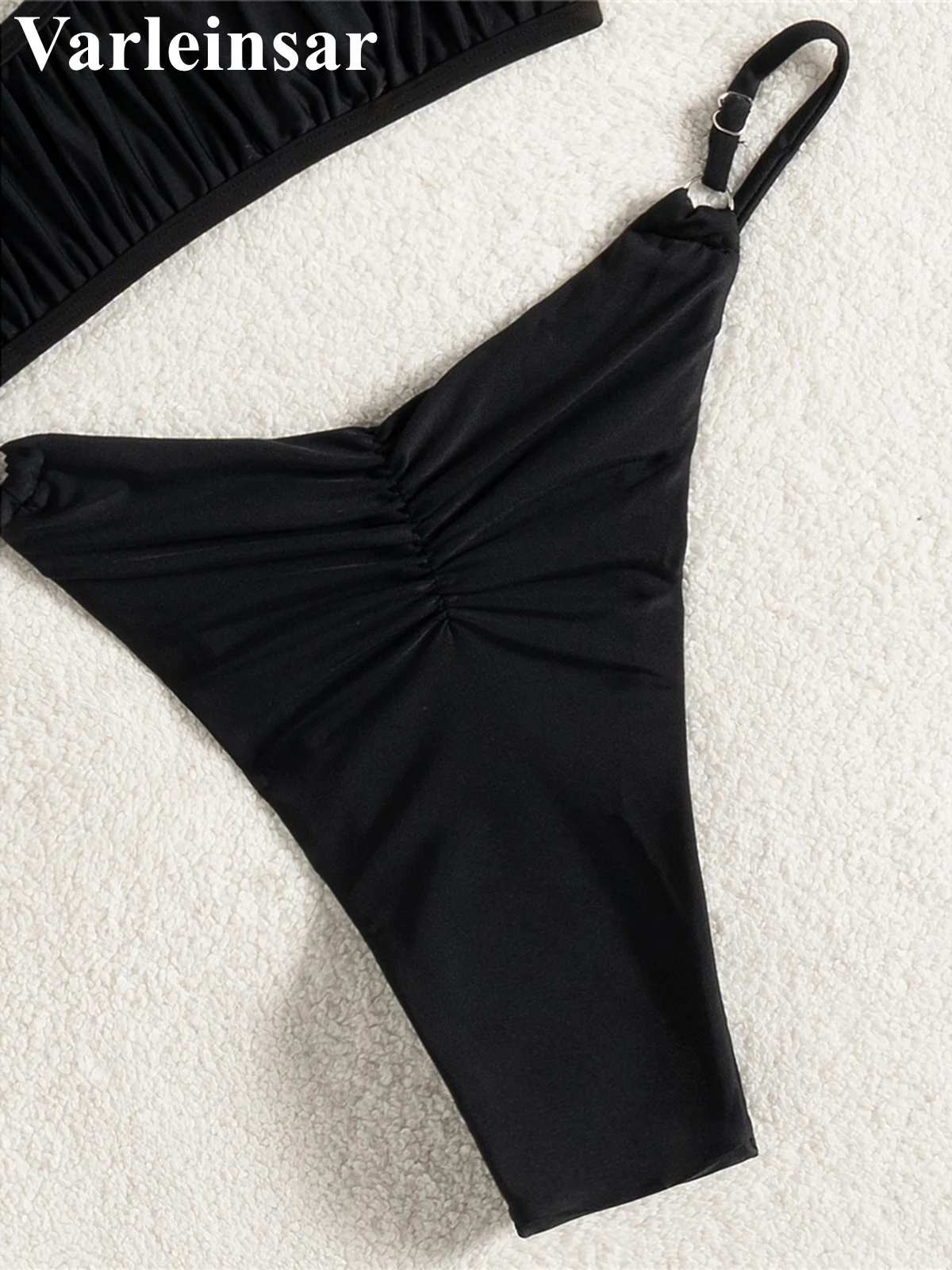 

Женский купальник-бикини с высокой талией и эффектом мятой ткани, размеры S-XL, комплект из двух частей, с подкладкой, V7623