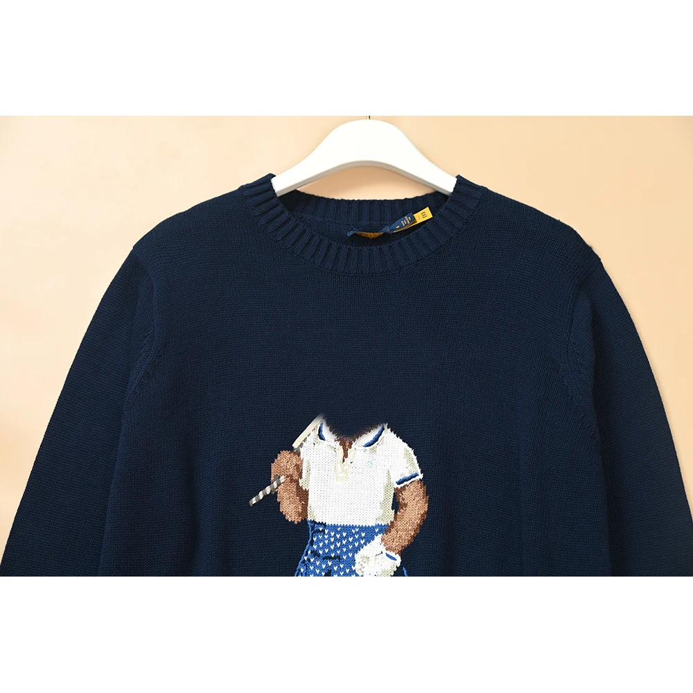 السيدات محبوك سترة طويلة Sve اللون المنسوجة الكرتون نمط ثي إبرة القطن ديد جولة Ne الخريف الشتاء جديد Sle