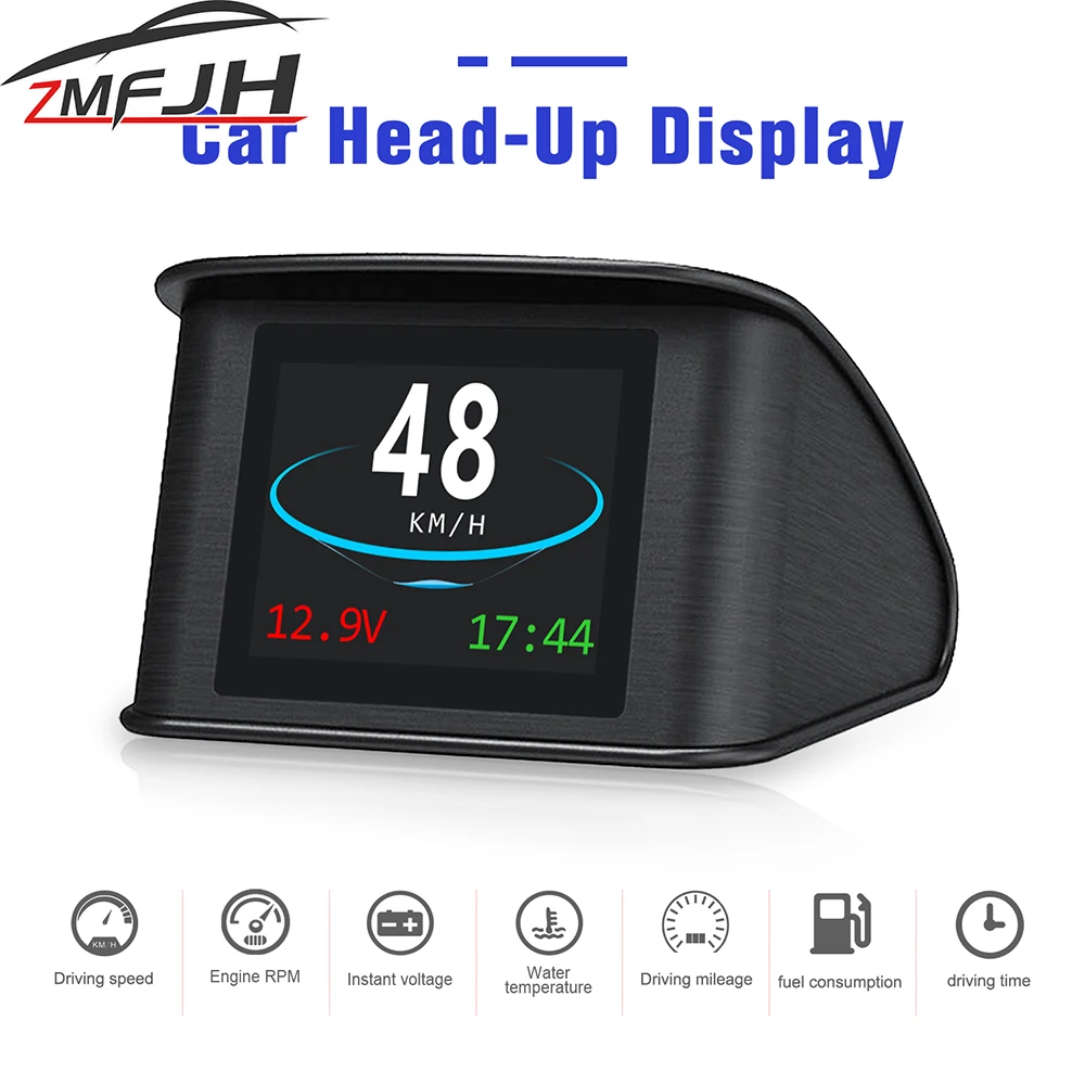 

OBD Head Up Display For HUD Smart Digital OBD2 Speedometer Overspeed Alarm Water Temp Voltage Tachometer Speed Meter Gauge