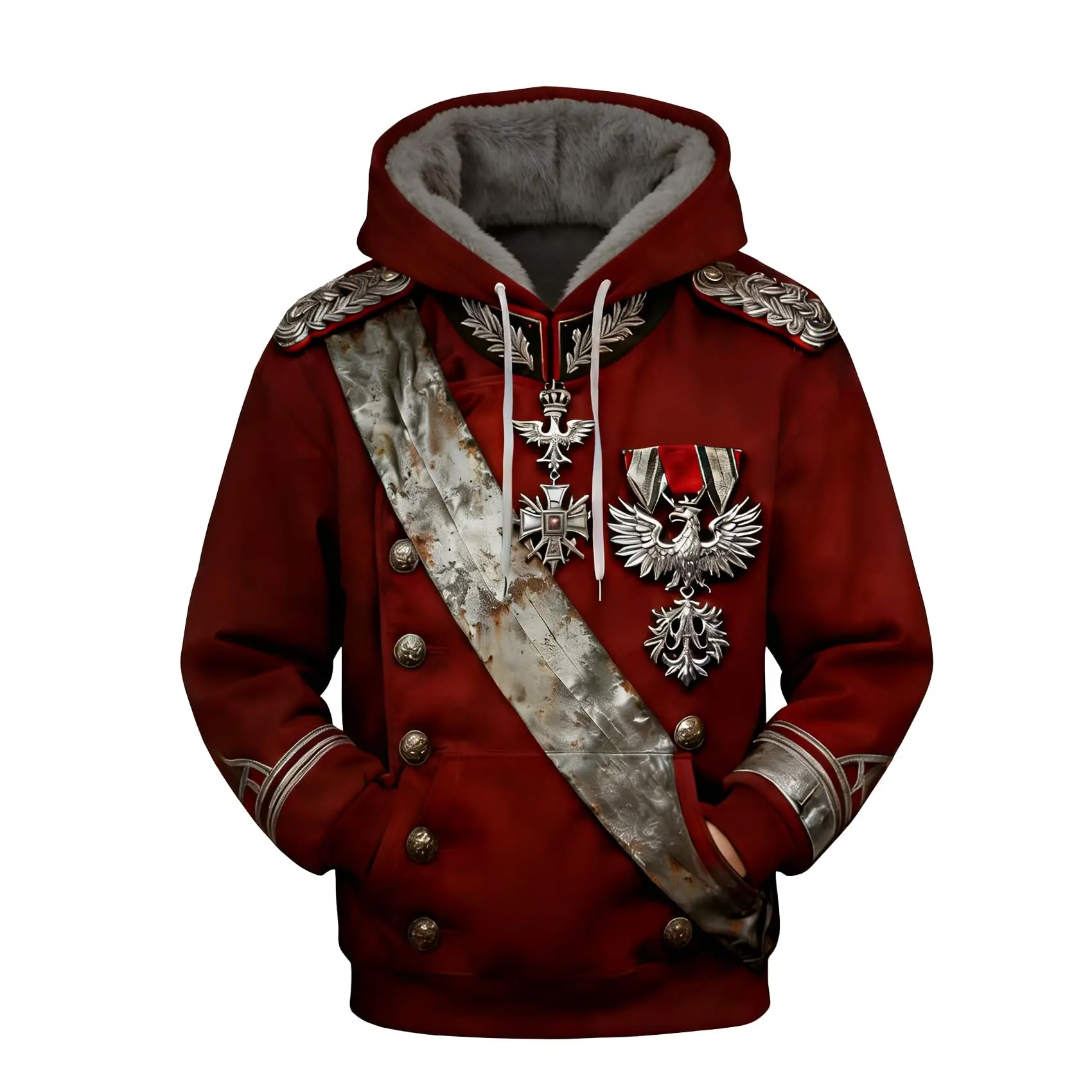 

2026 Исторические толстовки Ucosbros, униформа знаменитого маршала, толстовка на флисовой подкладке, креативная толстовка с 3D принтом