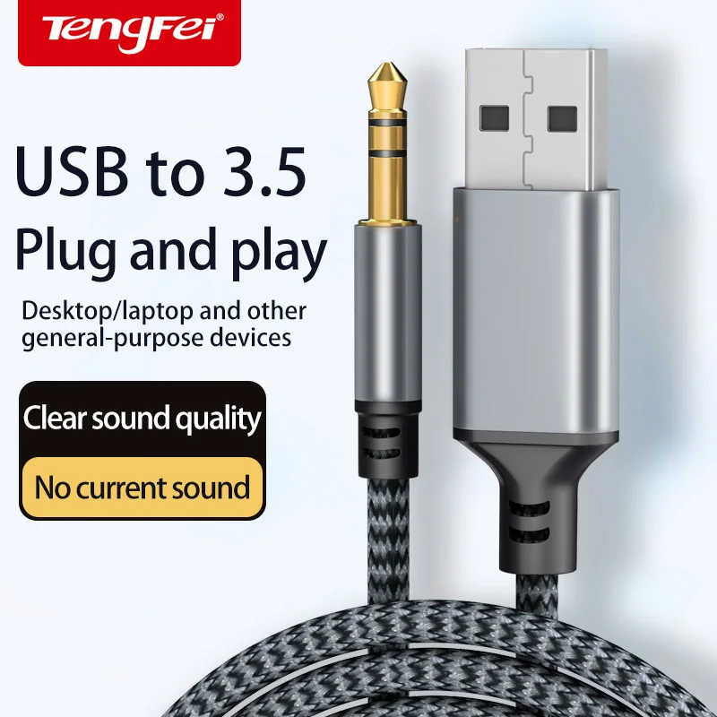 USB to 3.5mm Audio Cable Interface Round Hole Desktop Computer Notebook Headset Microphone Cd Grade Sound Quality