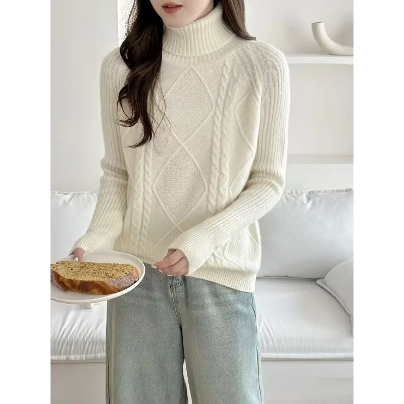 

Яркий шелковый модный осенне-зимний женский универсальный новый тонкий однотонный свободный пуловер с высоким воротом, вязаный свитер