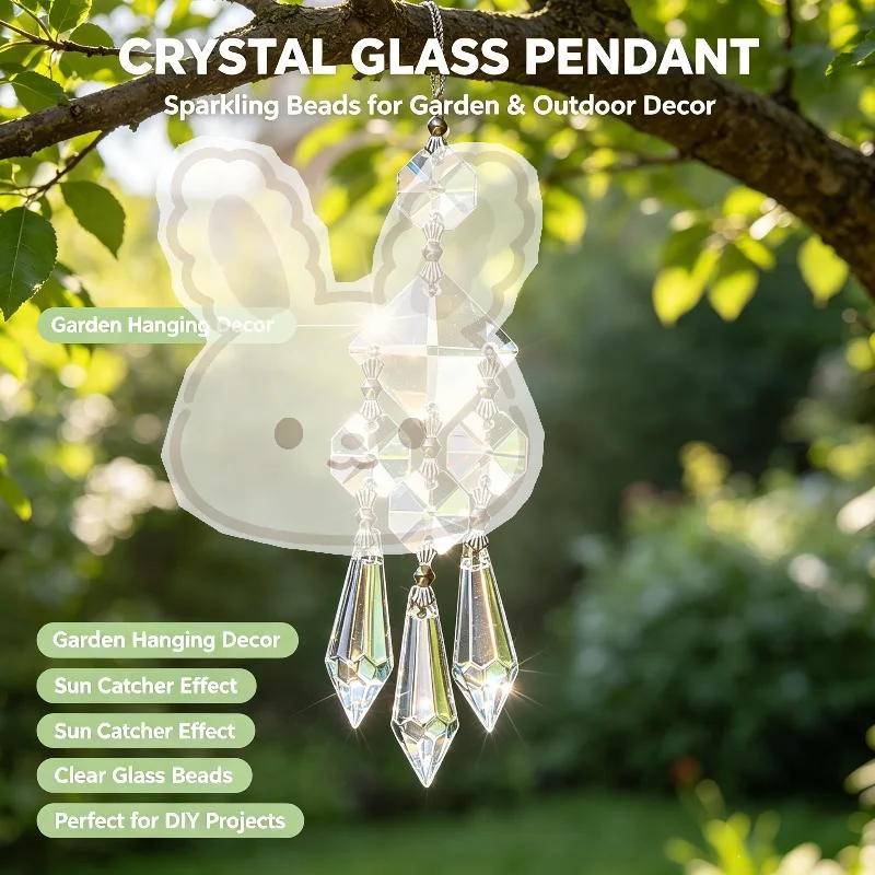 Handmade Crystal Prism Rainbow Suncatcher 1PC Chandelier Part for Wedding Christmas Patio Yard Hanging Decor