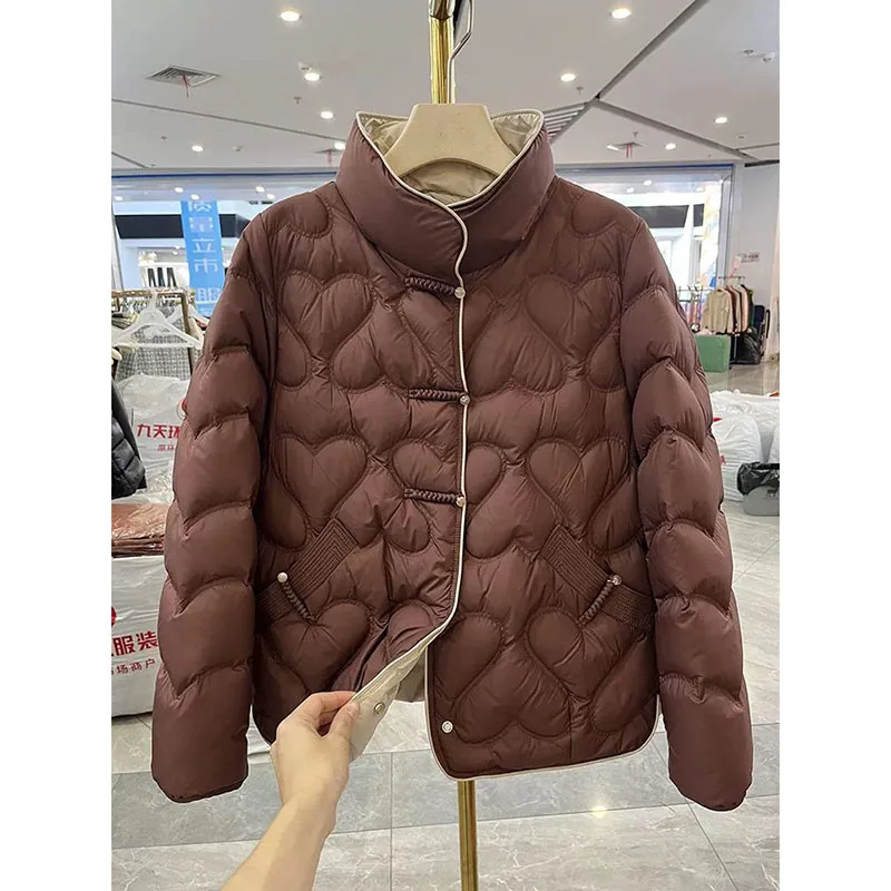 Women\'s Light Coat 2024 Autumn Winter New Female Cotton-Padded Korean Version Of Loose Jacket Small New Chinese Short Overcoat