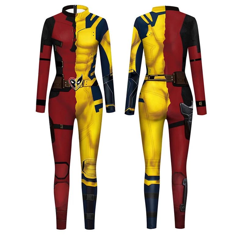 Wolverine Cosplay Costume Women Romper Superhero Costume Printed Jumpsuit Deadpool Party X-Men Zenti James Howlett Bodysuit