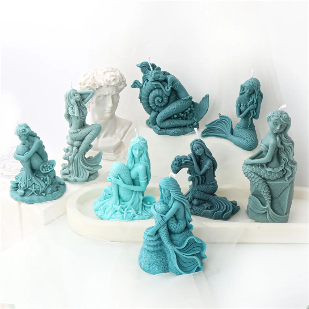 Mermaid in A Shell Silicone Candle Molds Cute 3D Sleeping Baby Girl  Princess Soap Mould DIY Marine Theme Craft Cake Decoration