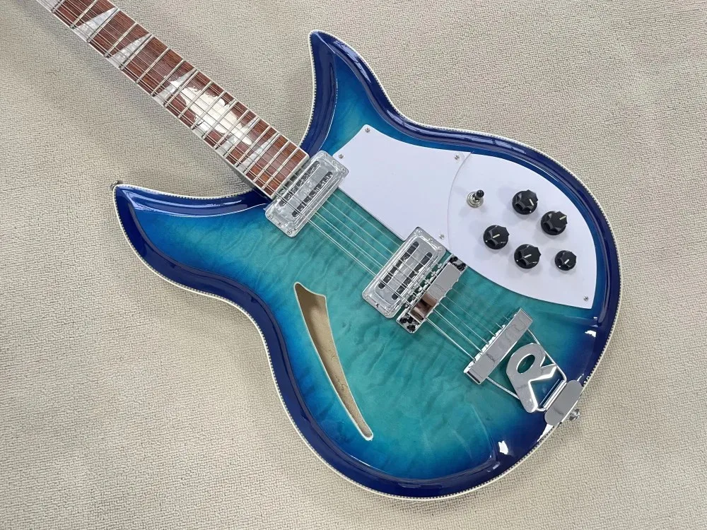 40 inches  Guitar with Blue Wave Flame,R Shape Tailpiece,12 Strings, 381Custom, High Quality