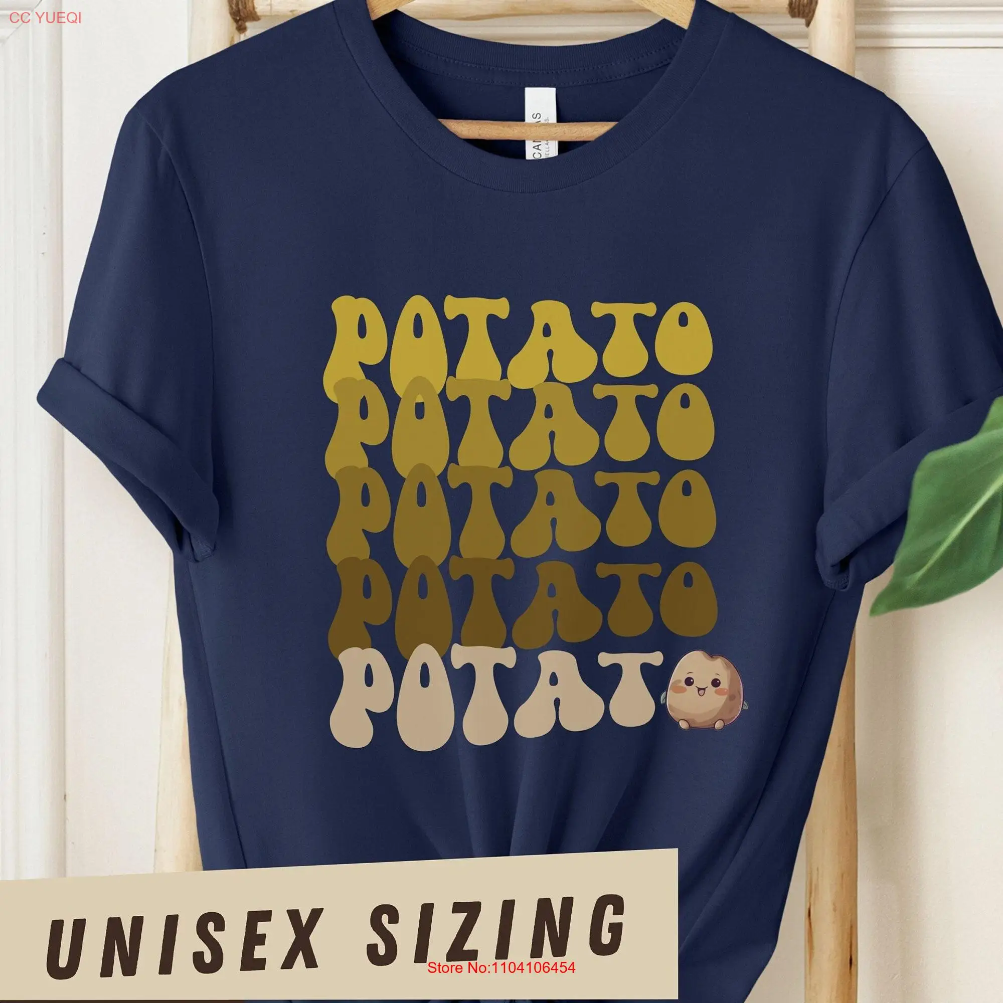 Repeating Potatoes T Shirt Retro Spud with Cute Tater in the Corner tastic Vibes Fun Kawaii for Potato Lover