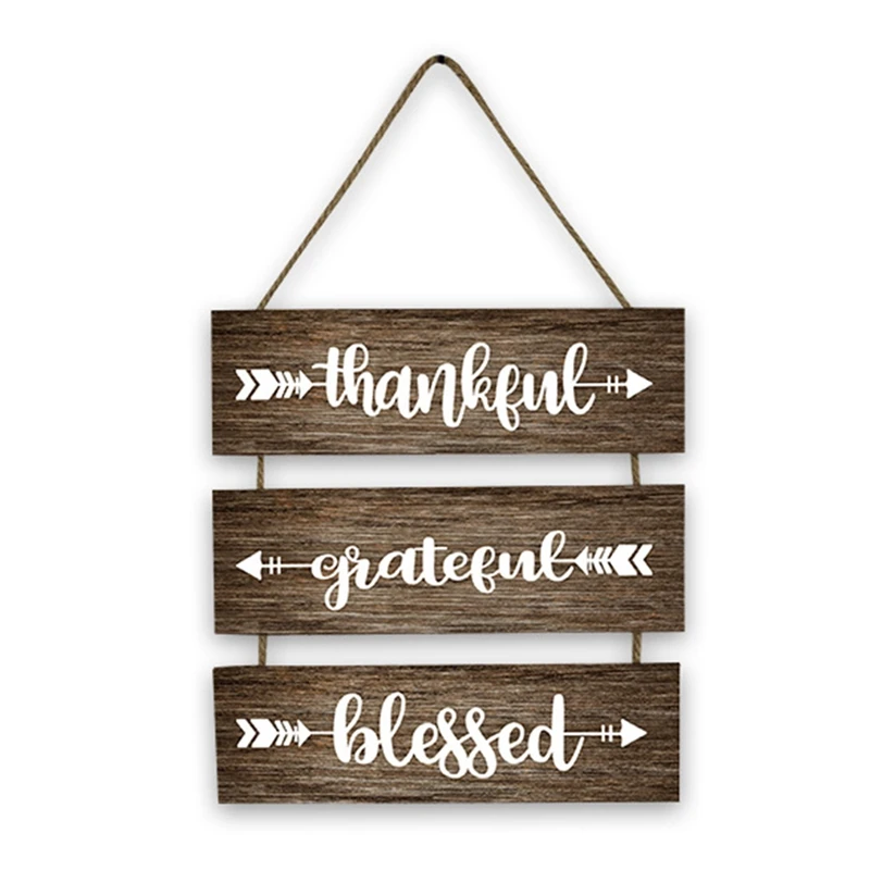 

Thankful Wall Decor Rustic Wooden Signs Hanging, Plaque Sign Wall Art Decor For Farmhouse Bedroom Home Decoration