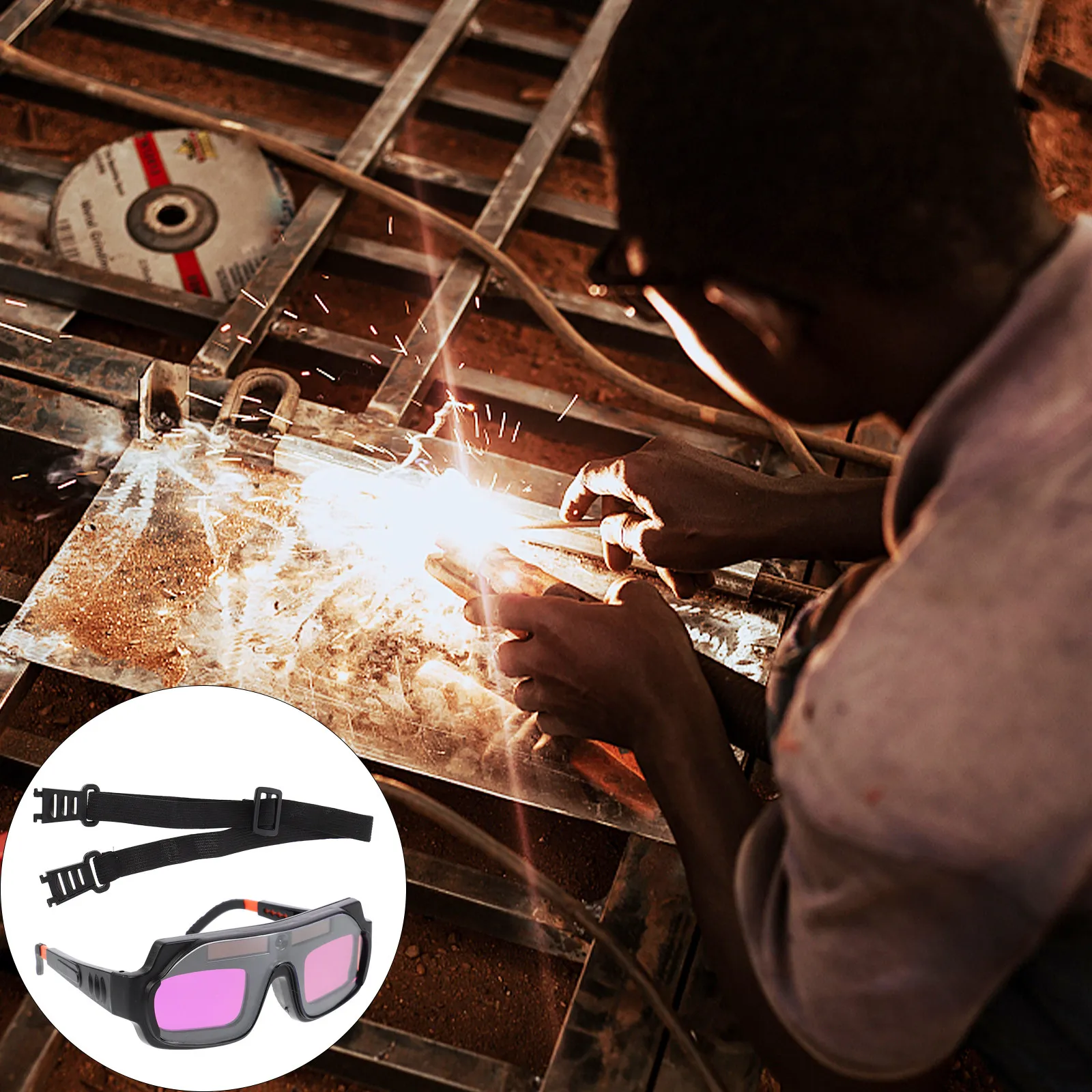 

1Pcs Safety Welding Goggles Auto Darkening Solar Rechargeable Protective Glasses Anti-Uv Radiation Welding Protective