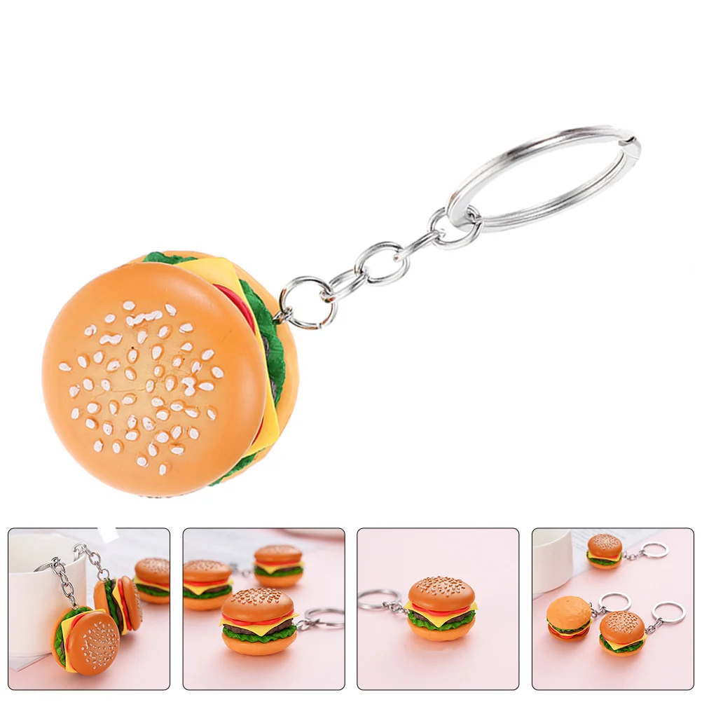 Hamburger Key Ring 3D Burger Keychain Pendant Simulation Food Pendant Keyring hamburger keychains hamburger key ring ornament