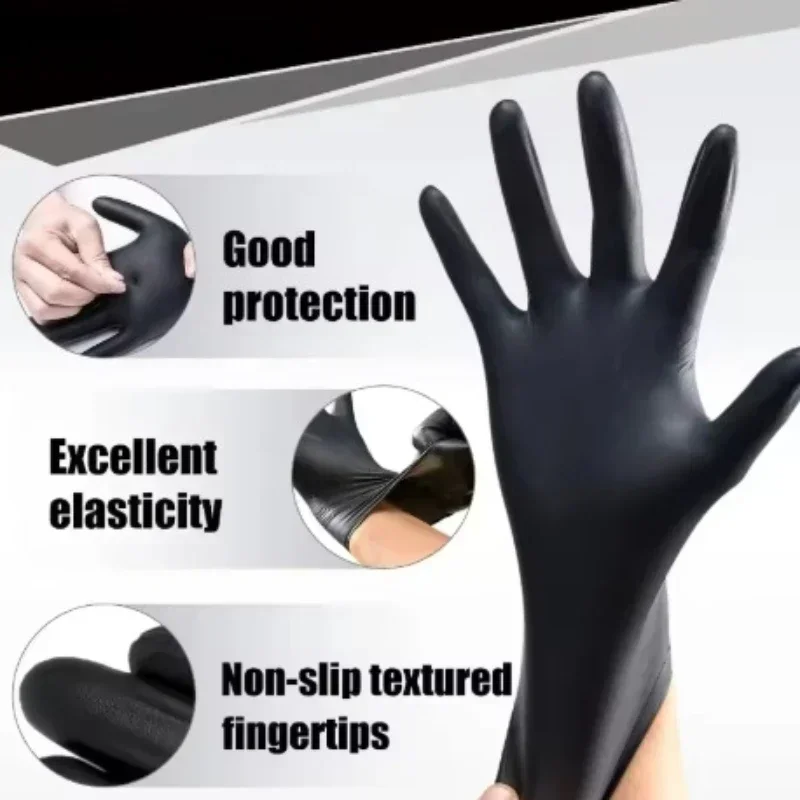 Portable Black Composite Nitrile Rubber High-Elasticity Disposable Gloves Food Work Latex Gloves Cleaning Waterproof Gloves