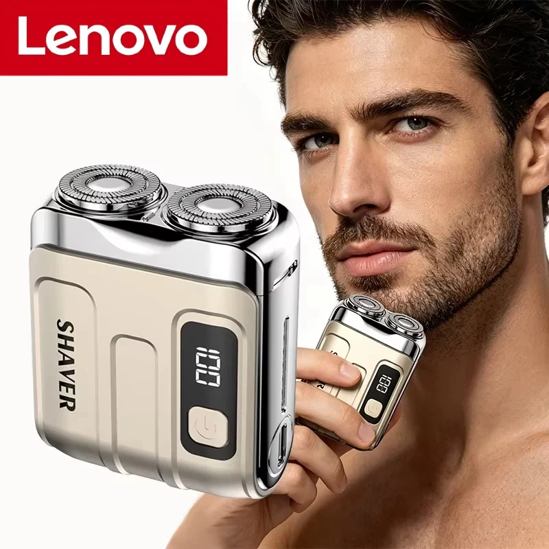 Lenovo Electric Shaver For Men Double Floating Magnetic Blade Head Portable Beard Knife Rechargeable MINI Rotary Electric Razor