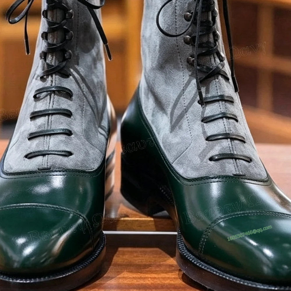 Grey Match Green Men Shoes Cross Tied Mixed Color Pumps Men's Dress Shoes Gentlemen Slip on Party Shoes Big Size 47 Sprig Autumn