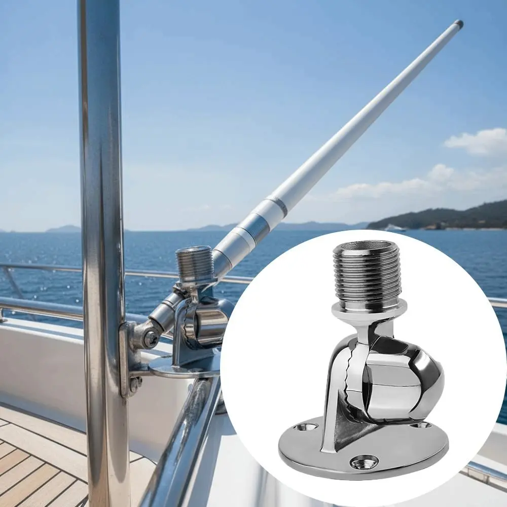 

316 Stainless Steel Ratchet Antenna Mount 25mm Diameter Round Base Boat Antenna Mount Adjustable Design Ratchet Mechanism