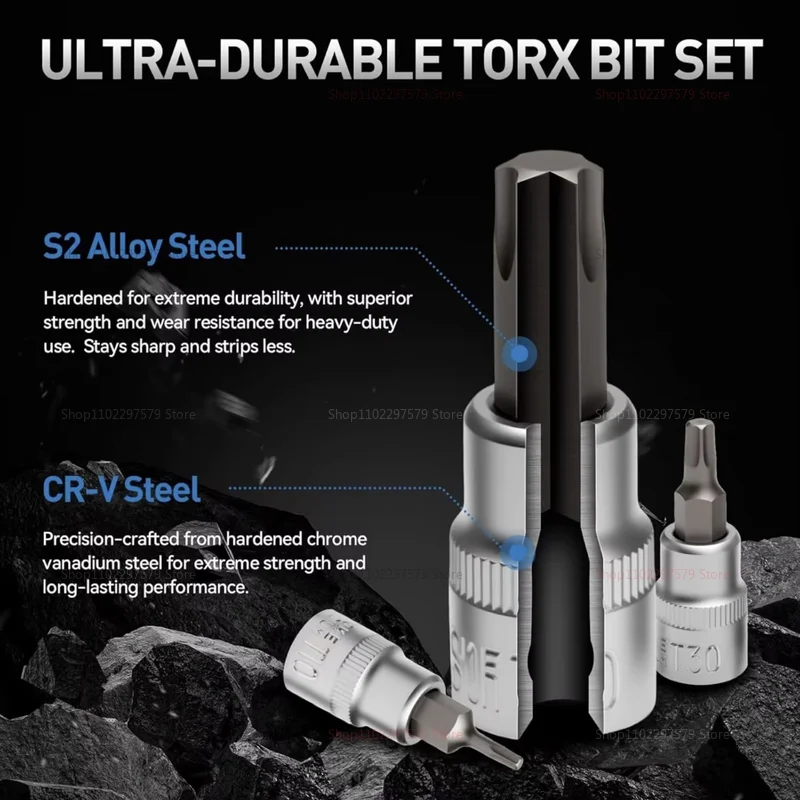 34 قطعة مآخذ توركس ستار ومجموعة بت الأمن الإلكتروني ذكر أنثى محرك أدوات عزم الدوران المحمولة لإصلاح السيارات المرآب وDIY بها بنفسك