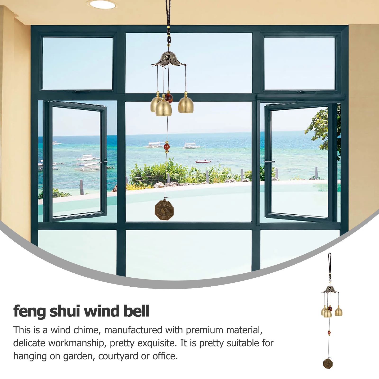 

1Pc Metal Feng Shui Wind Bell Garden Hanging Chime Decoration for Balcony Patio Relaxation Good