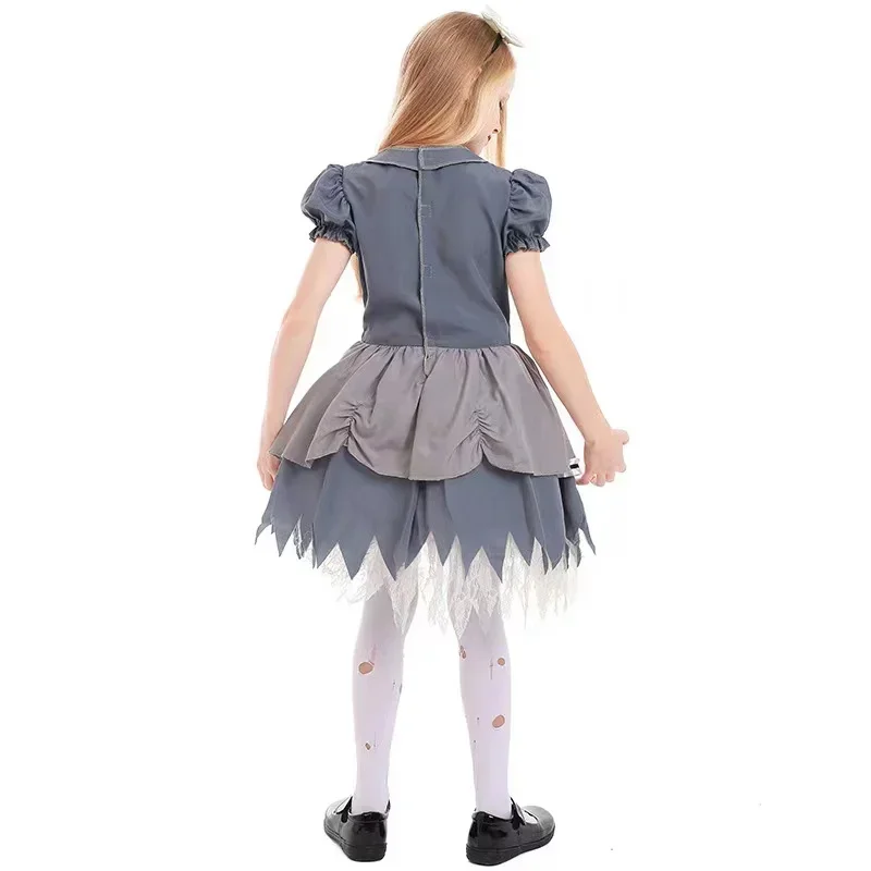 Scary Bloody Kids Ghostly Girl Kostüme Cosplay Halloween Kinder Walking Dead Zombie Karneval Purim Show Partykleid