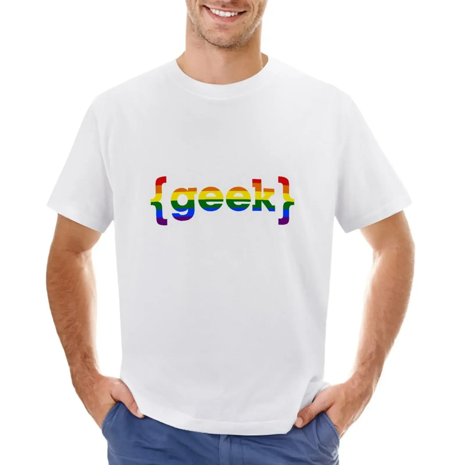 

Gay geek. Rainbow flag geek T-Shirt boys whites quick-drying oversized heavyweight t shirts for men