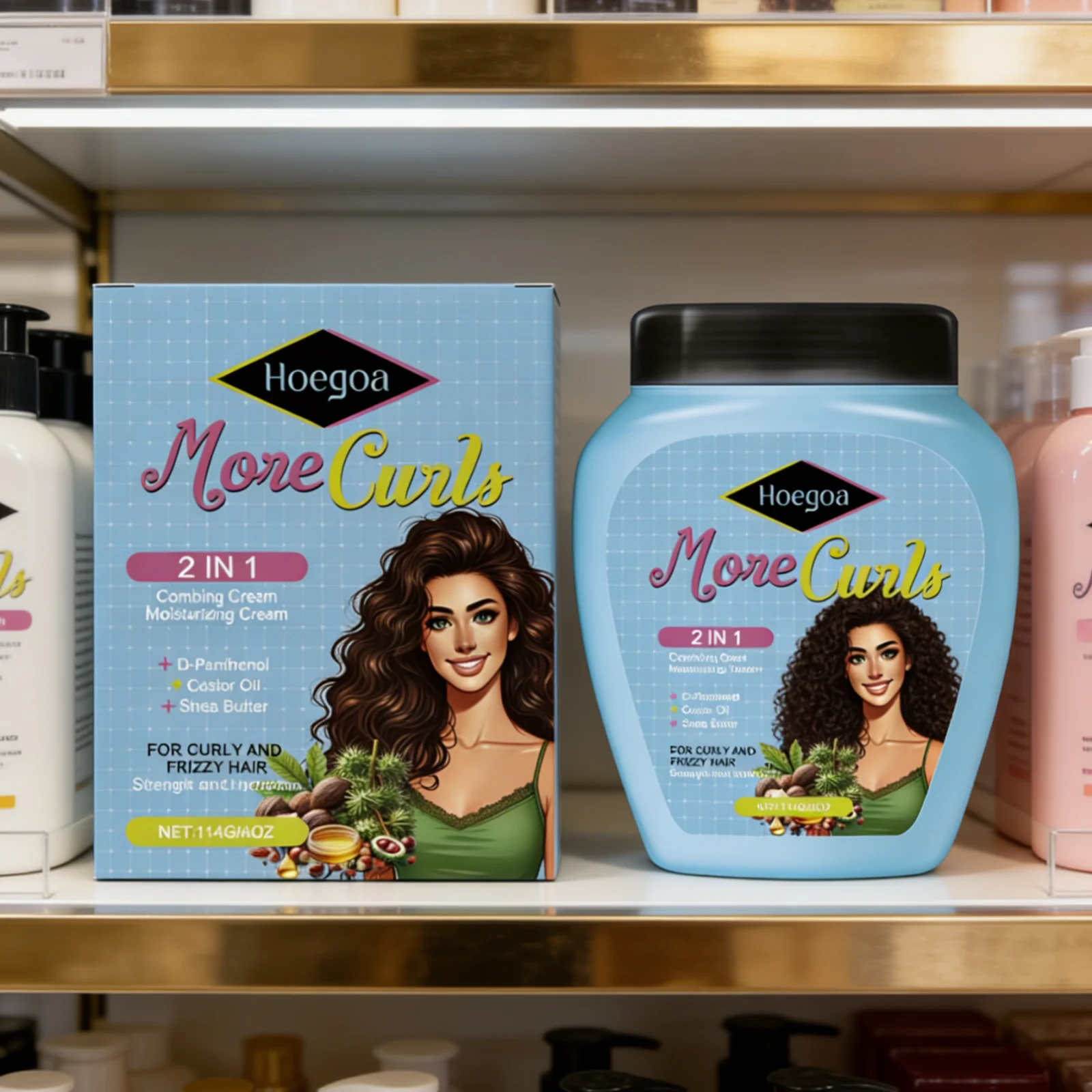 

Hoegoa 2 in 1 Combing Cream Deep Nourish Anti Frizz Shine Enhancing Natural Daily Styling Repair Dry Hair Smoothing Cream 114g