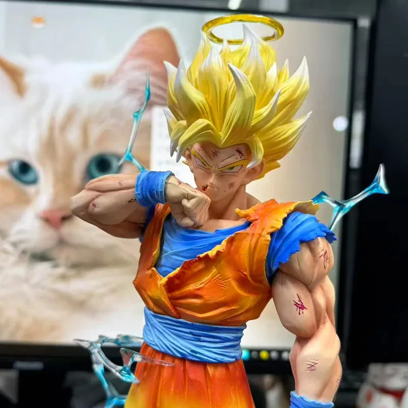 

Anime Dragon Ball Z Goku Super Saiyan Figure with LED Base PVC Action Figure 33cm Collectible Model Toy Gif
