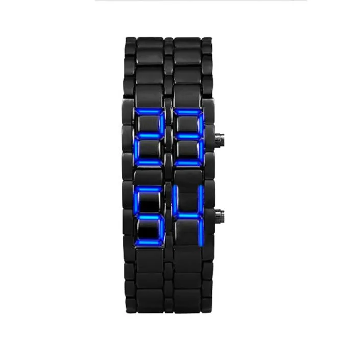 

Fashion Men'S Electronic Sports Watch New Iron Samurais Plastic Bracelet Lava Watch Led Digital Watches Hour Men Women BLUE